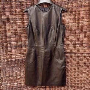 Sharon Roth Leather Dress Edgy Date Night Sexy Chic LBD Grunge Moto Black Small
